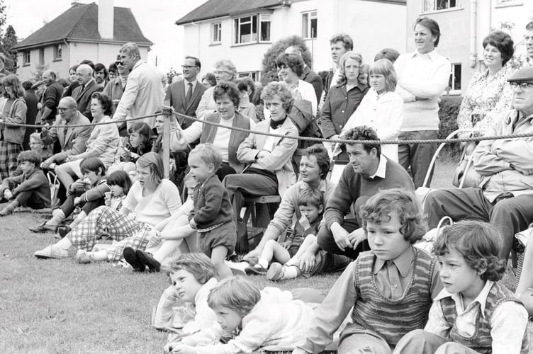 KIngsteignton Ram Roast Fair from May 1973. Crowds watch the fun
