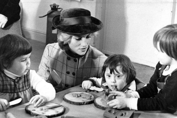 Princess Diana on a visit to Bovey Tracey's Church playgroup in 1983


