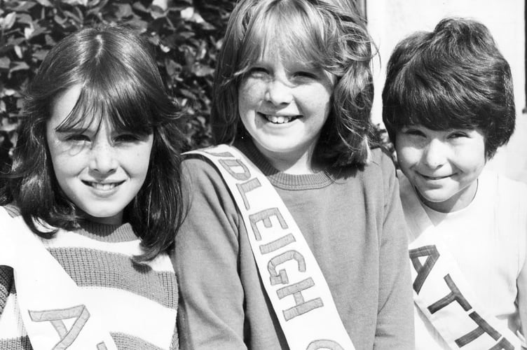 Chudleigh Carnival Royalty form May 1987.  From left Tonya Andrew, Rachael Bonnell and Claire Alison