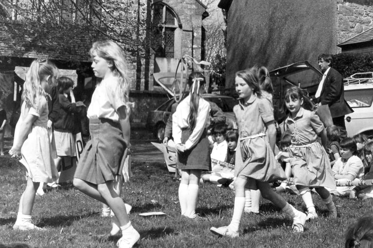 Country dancing from youngsters from Moretonhampstead Primary School in May 1986