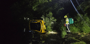 Fire service warning after car drops 50ft into river 