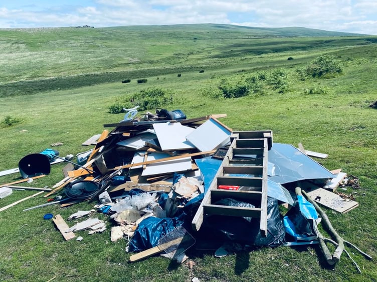 Fly tipping at Cadover on Dartmoor