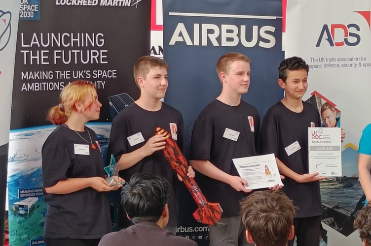 Teignmouth Community School Rocket Club's Star Lings winning the UK Rocketry Competition in May