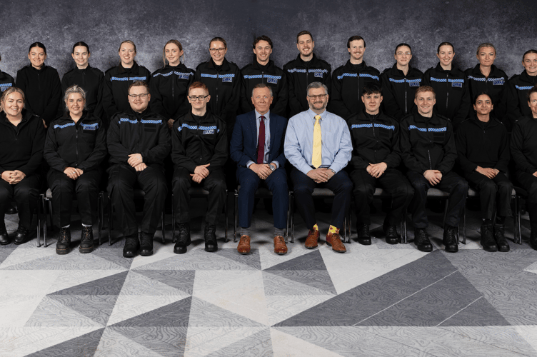 The officers joining Devon & Cornwall Police and their academy trainers