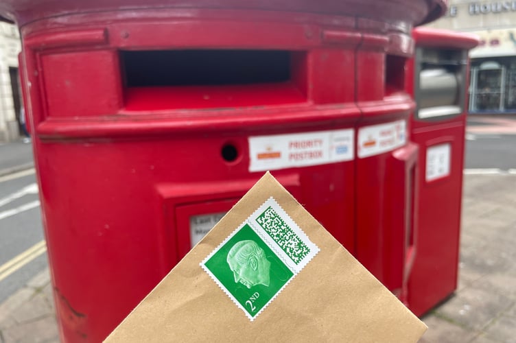 Postbox, letter, second class