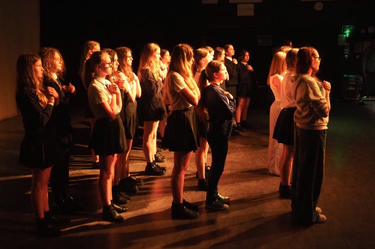 Newton Abbot College students in rehearsal for The Addams Family Musical        