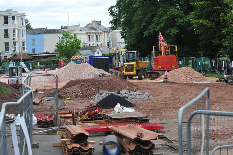 South West Water construction site on The Lawn at Dawlish

