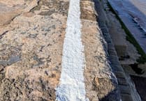 Rail company paints 'experimental' white safety line on sea wall after two deaths