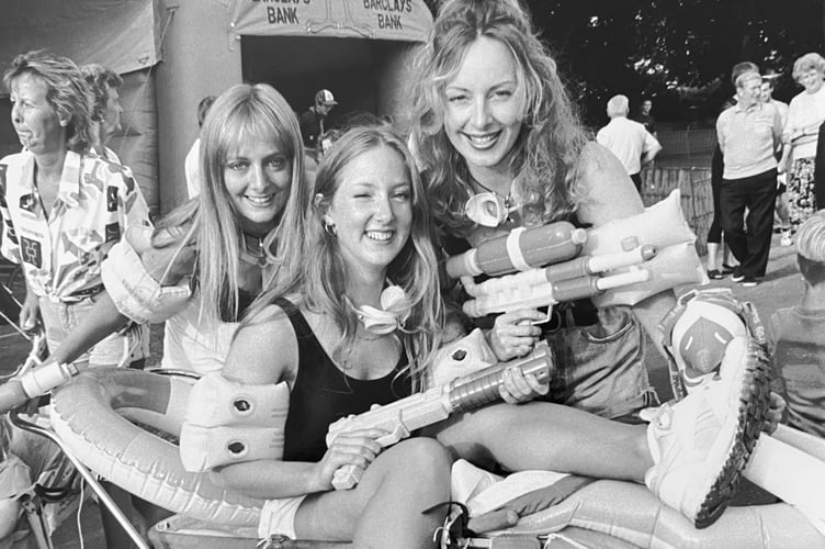 Dawlish Carnival back in 1998. Maria Fuller, Nicola Trengove and Nicky Roy-Fuller were Dawlish Baywatch in the pram race