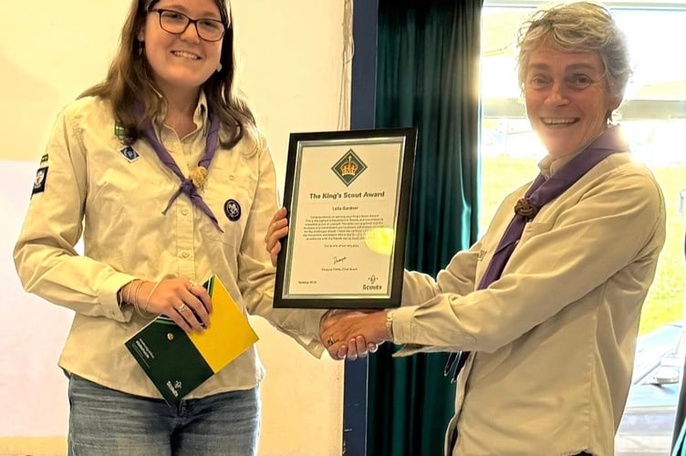 Leila Gardner receives the King's Scout Award