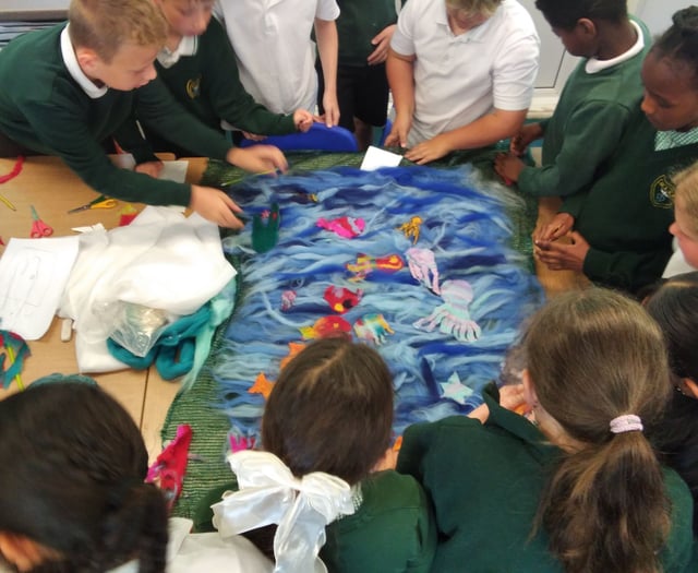 Teignmouth pupils craft coral reef felt art