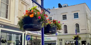 Hanging baskets add colour to town centre