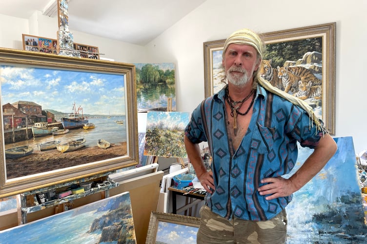 Artist Ian Nathan in his studio