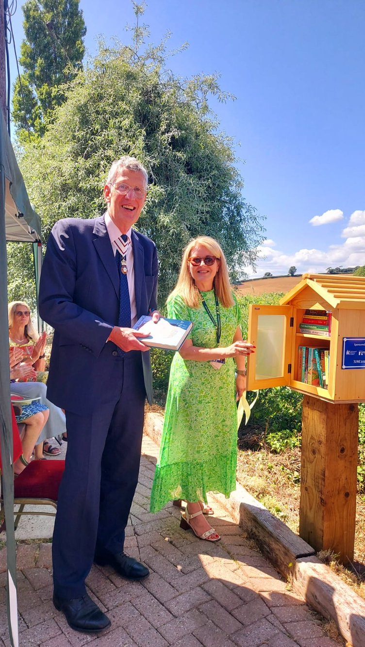 Cockwood's community library being officially opened by the Lord Lieutenant of Devon, David Fursdon