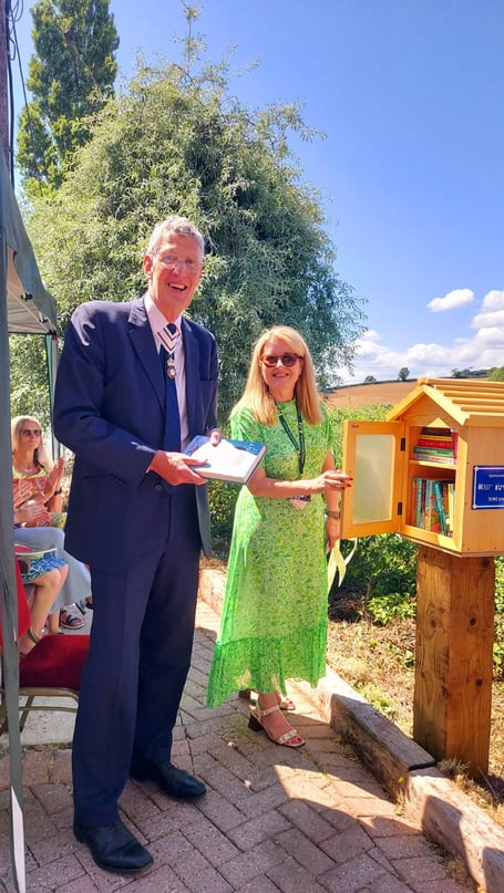 Cockwood's community library being officially opened by the Lord Lieutenant of Devon, David Fursdon