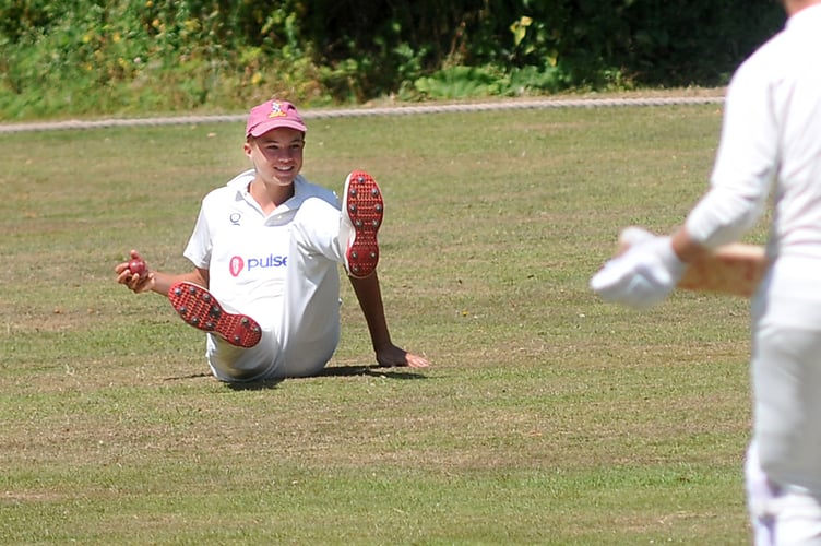Devon Cricket League C  Division West. Ipplepen 2nd XI versus Cornwood 2nd XI. Pen's Henry Alsop happy at catching out Cornwood's Harry Woolway off a high ball from Freddie Harvey

A 139  run win for Corwood who took to the crease after winning the toss and made 228/8 off 45 overs. Pen's crashed out 89 all out after 21.5 overs