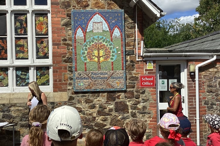Doddiscombsleigh Primary School's new mosaic. 