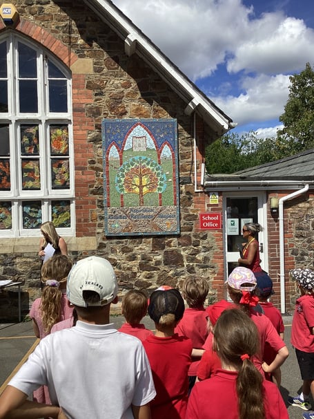 Doddiscombsleigh Primary School's new mosaic.