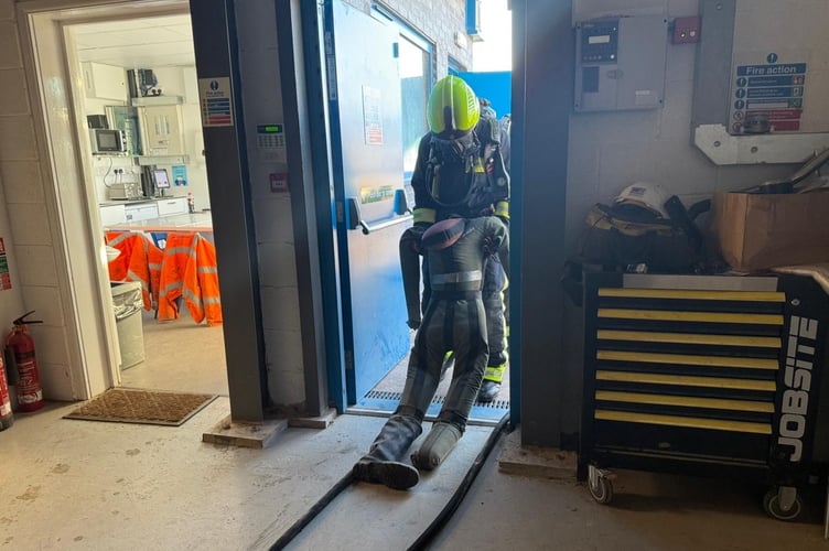 Dawlish firefighters training at TMS premises. Photo Dawlish fire station 
