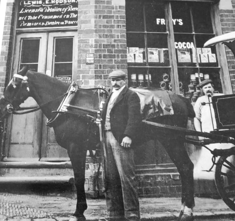 An old image of original bakery delivering by horse and cart from the 1950s