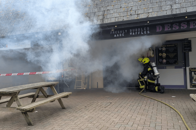 Fire crew training at Trago Mills 