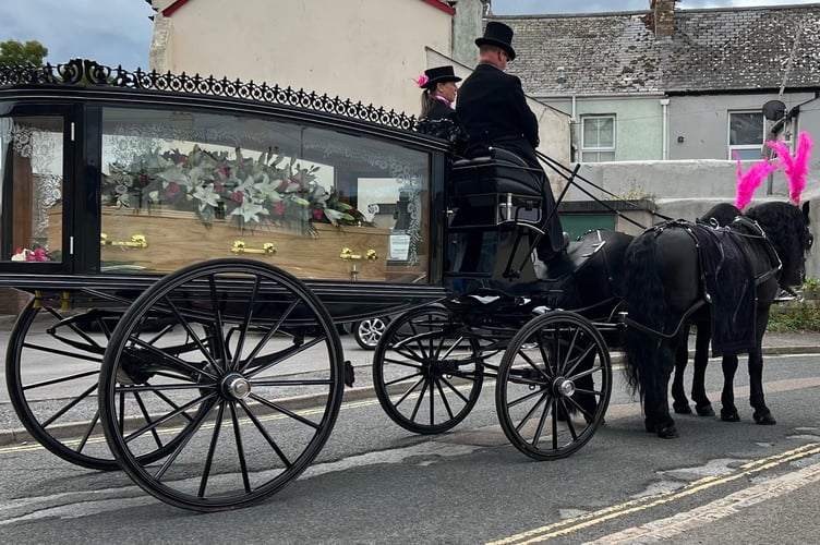 Joan Aplin's last wish, a hoarse drawn carriage to take her to her funeral in Teignmouth.