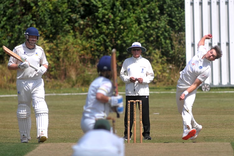 Devon Cricket League C Division West.  Ashburton 1st XI versus Plymstock 2nd XI. Ashburton bowler J Warren
