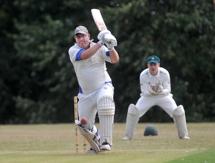 Devon Cricket League C Division West. Teignmouth & Shaldon1st XI versus South Devon 1st XI. South Devon's Richard Beaumont on his way to a half century