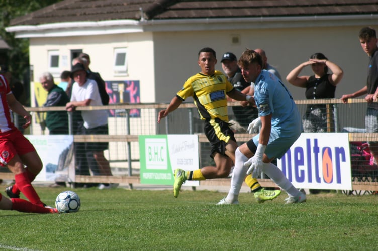 Buckland winger Phil Mendonca watches on for his opening day assist