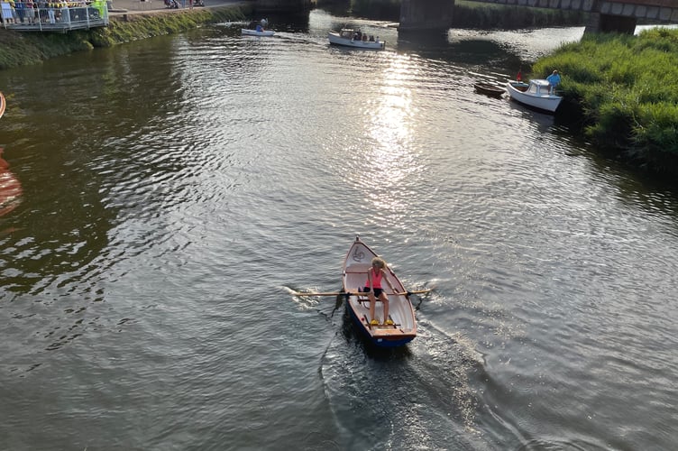 Arriving at the Barham Cup finish line at Newton Abbot Quay