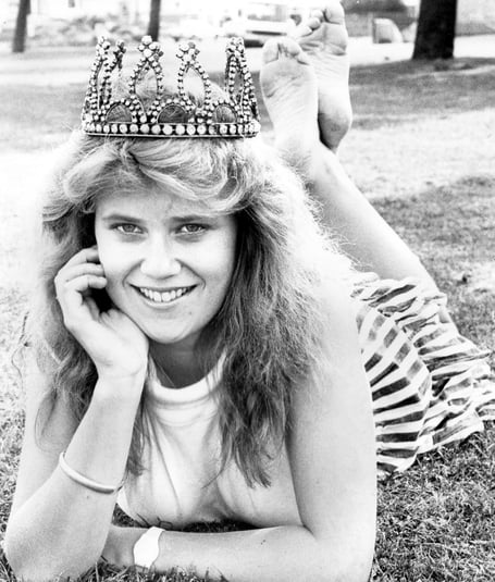 Queen of all she surveys -which in  June 1989 was all of Teignmouth as Anne-Marie Tyreman was Carnival Queen for that year