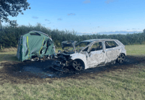 Fire crew called as EV goes up in flames at campsite near Moretonhampstead