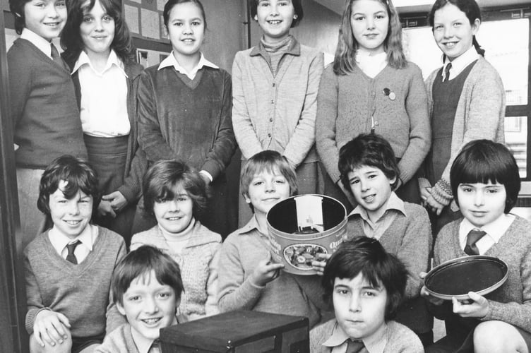 Pupils from Wolborough School in Newton Abbot and pinhole cameras they made in March 1982