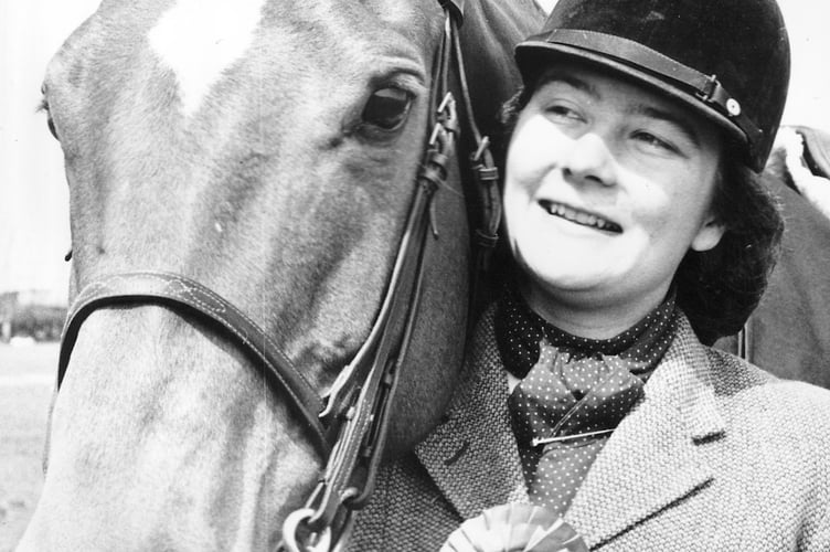 Heather Lewis and Folly with a first in the working hunter class at the Newton Abbot Horse Show held at Two Mile Oak in May 1982