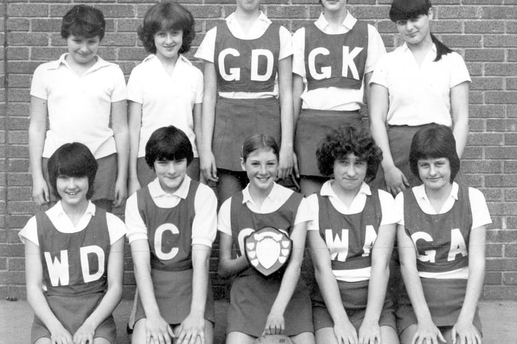 Teign School's award-winning netball team from April 1982
