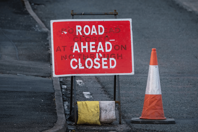 Road closed stock image 