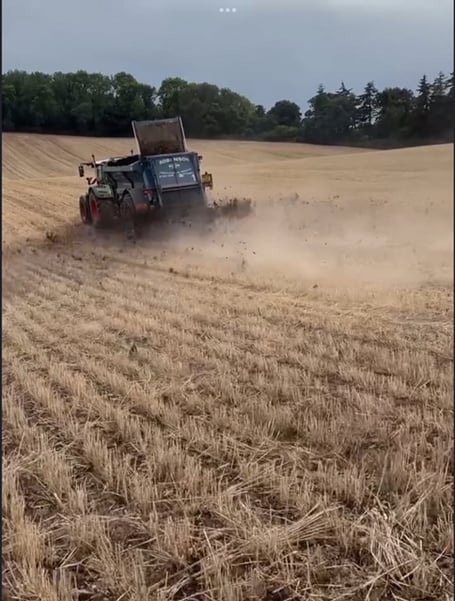 Organic matter being spread at Exminster farm. Photo Jerry Sanders-Carr