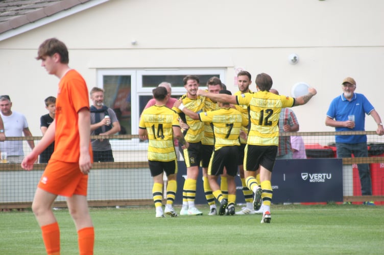 Buckland Athletic celebrations vs Wellington AFC