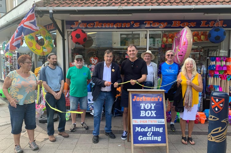 Martin Wrigley MP cut the ribbon to officially open the new Jackman's Toy Box shop in Teignmouth.