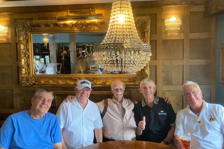 Pictured at the Royal Navy reunion are, left to right, AB Bas Cam, AB Tim  Gratton, FCPO Fred Poulter, PO Terry Knell and  RPO Richard 'Jan' Hayward