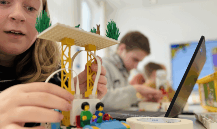 Children coding Lego robots at Newton Abbot Library
