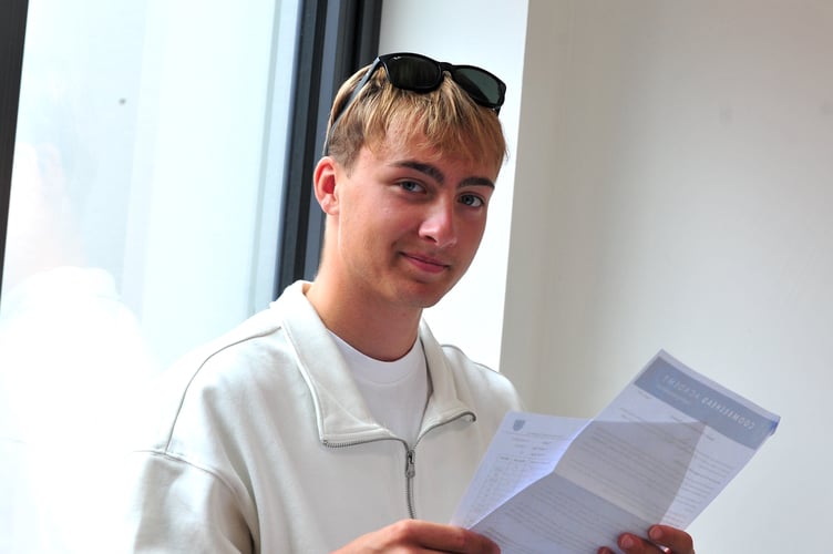 A Levels results day at Newton Abbot's Coombeshead Academy. Wilson Bryce from Chudleigh is looking forward to heading to Cardiff Met University to study Sport Management