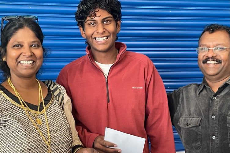 Dawlish College GCSE Results 2025 Daniel Devadhas and parents