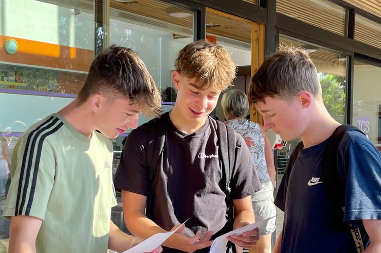 GCSE results 2025 Teignmouth Community School Josh Taylor, George Cliffden and Josh Dyke