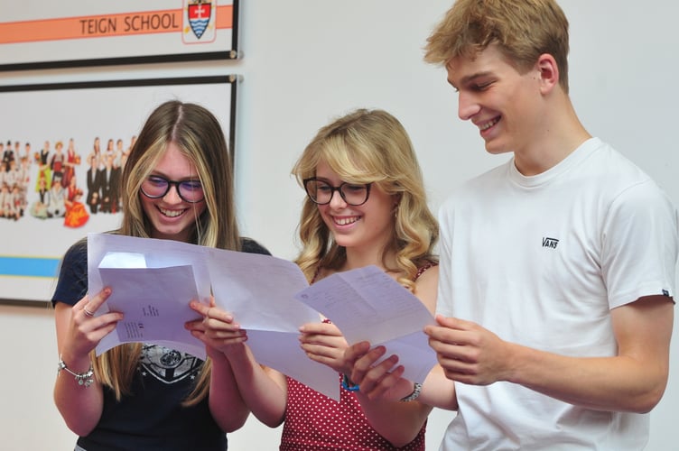 GCSE Levels results day at the Teign School in Kingsteignton

Chloe Froom, Amelia Trump and Haydn Ward compare results