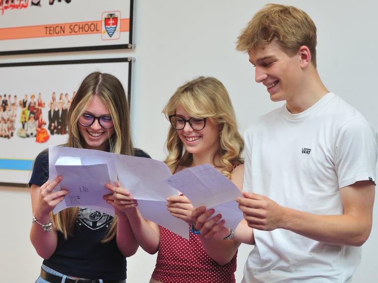GCSE Levels results day at the Teign School in Kingsteignton
Chloe Froom, Amelia Trump and Haydn Ward compare results
