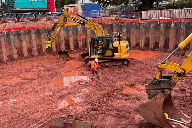 The storm water tank under construction in Dawlish. Photo Cllr Scott Williams 