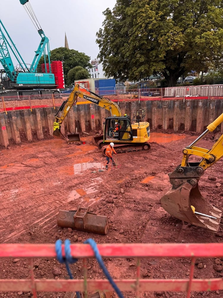 The storm water tank under construction in Dawlish. Photo Cllr Scott Williams