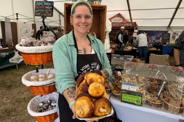 Zdenka Vyslouzilova, cake maker and baker, from Crediton, sold many items including ‘Kolach’, traditional Czech buns, from the country she left 20 years ago.  AQ 1060
