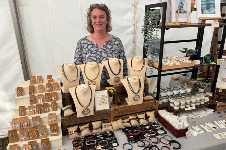 Fi McKnight of Moor Elements, South Zeal, makes beautiful and unique handmade gifts such as earrings, necklaces, rings, room fresheners, bracelets, cards candles and much more.  AQ 0995
